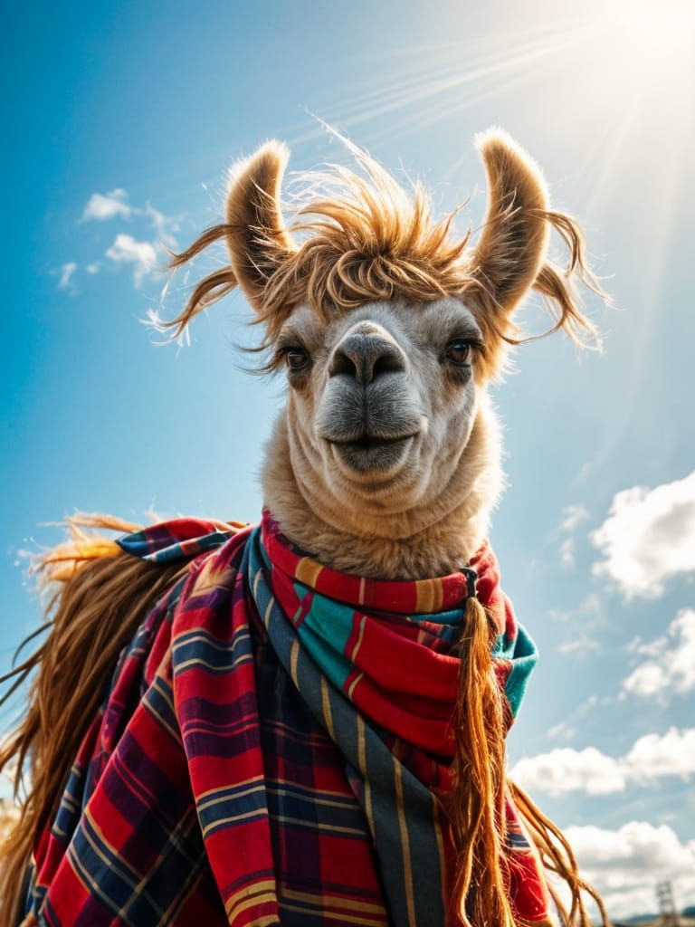 Vibrant Blue Alpaca soars in a Stunning 16k Photo