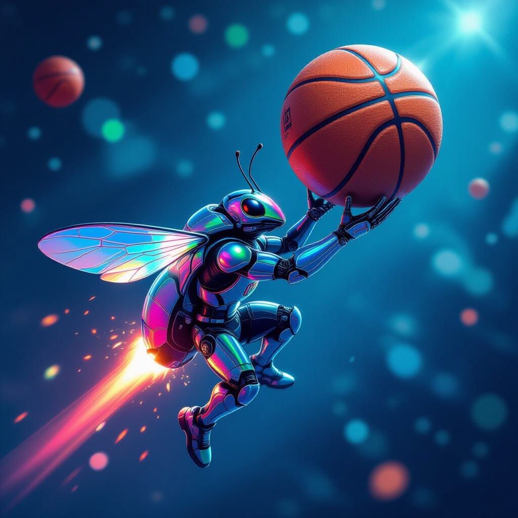 Bug Ball: Futuristic Insect Soaring Through the Air