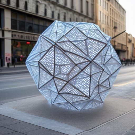 Mathematical Sculpture in City Street: Professional Photo
