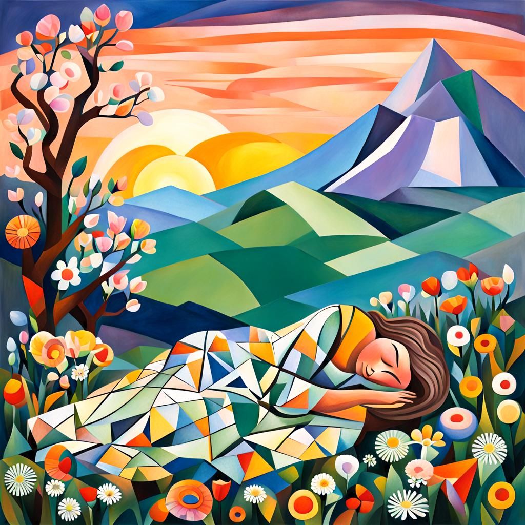 Brunhild's Cubist Dream: Spring Sunrise on the Mountain