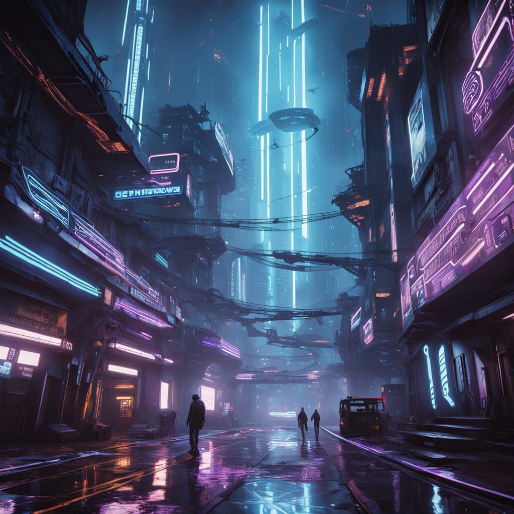 Cyberpunk Bhubaneswar Street with Mobius Strip Portal