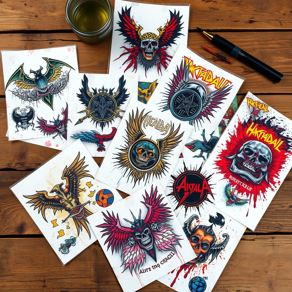 Heavy Metal Tattoo Designs in Neo-Impressionist Style