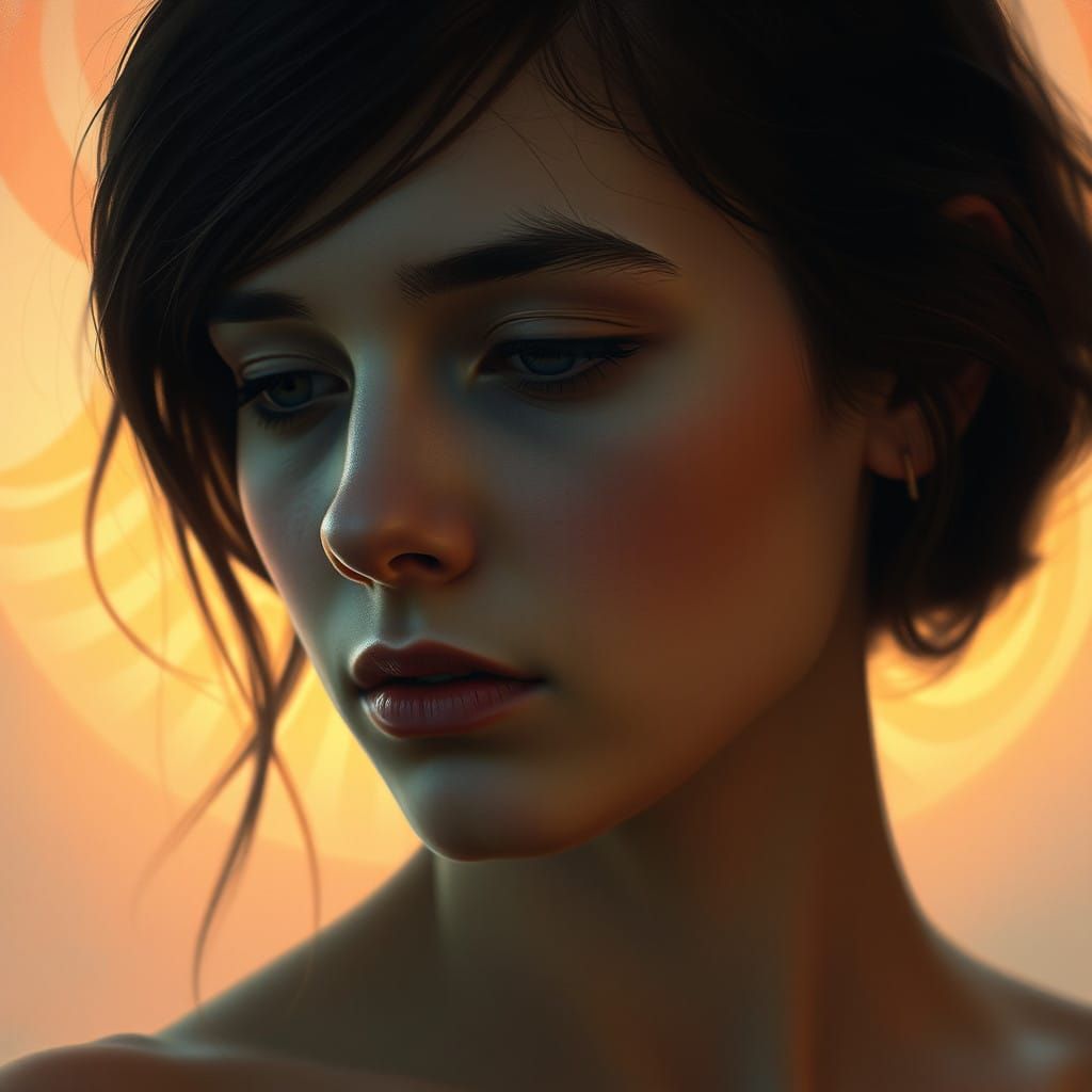 A Contemplative Young Woman Lost in Thought