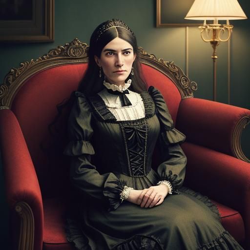 Victorian Woman in Pointillist Macro Photography