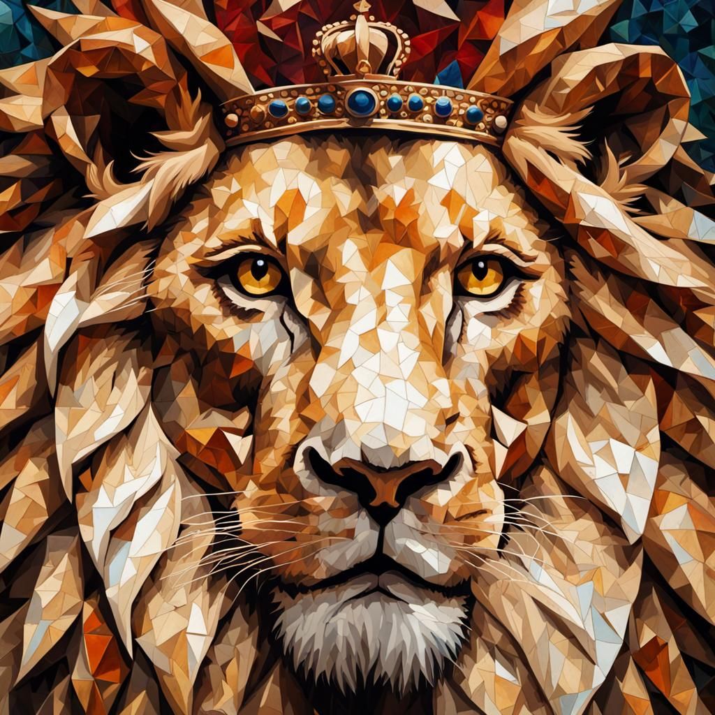 Mosaic Portrait of a Lion King