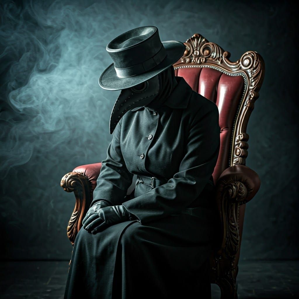 Mysterious Plague Doctor in Victorian Film Noir Style