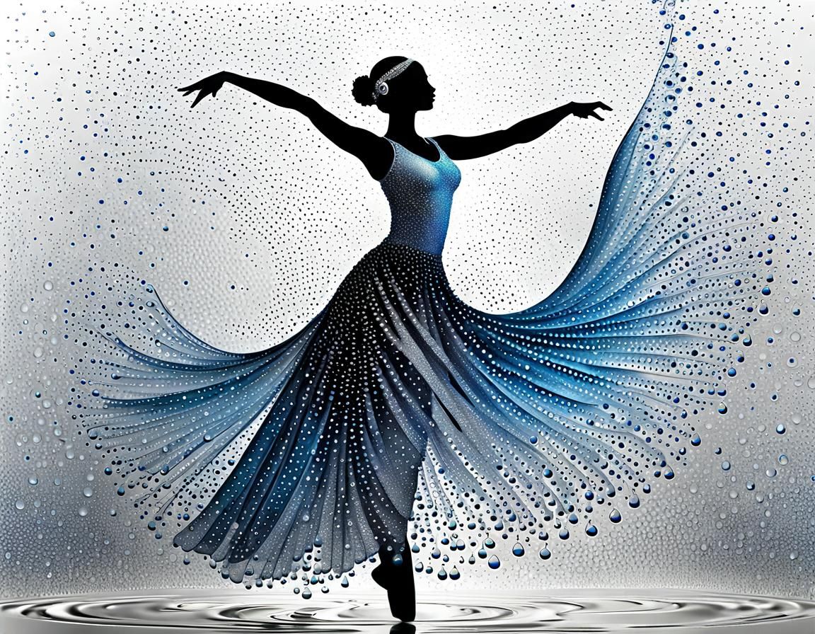 Water Drop Dancer in Kinetic Pointillism Style