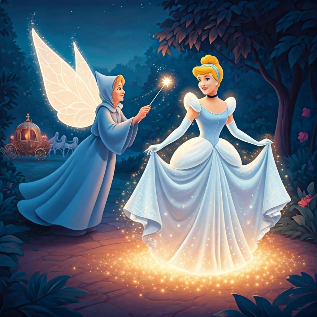 Cinderella's Magical Transformation with Fairy Godmother