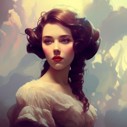 Scarlett O'Hara Portrait in Art Nouveau Style