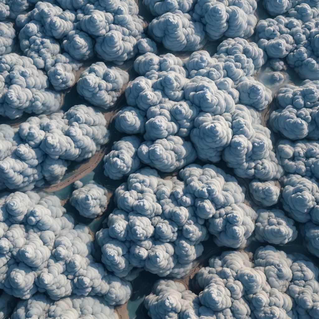 Blue Altocumulus Clouds from High Altitude