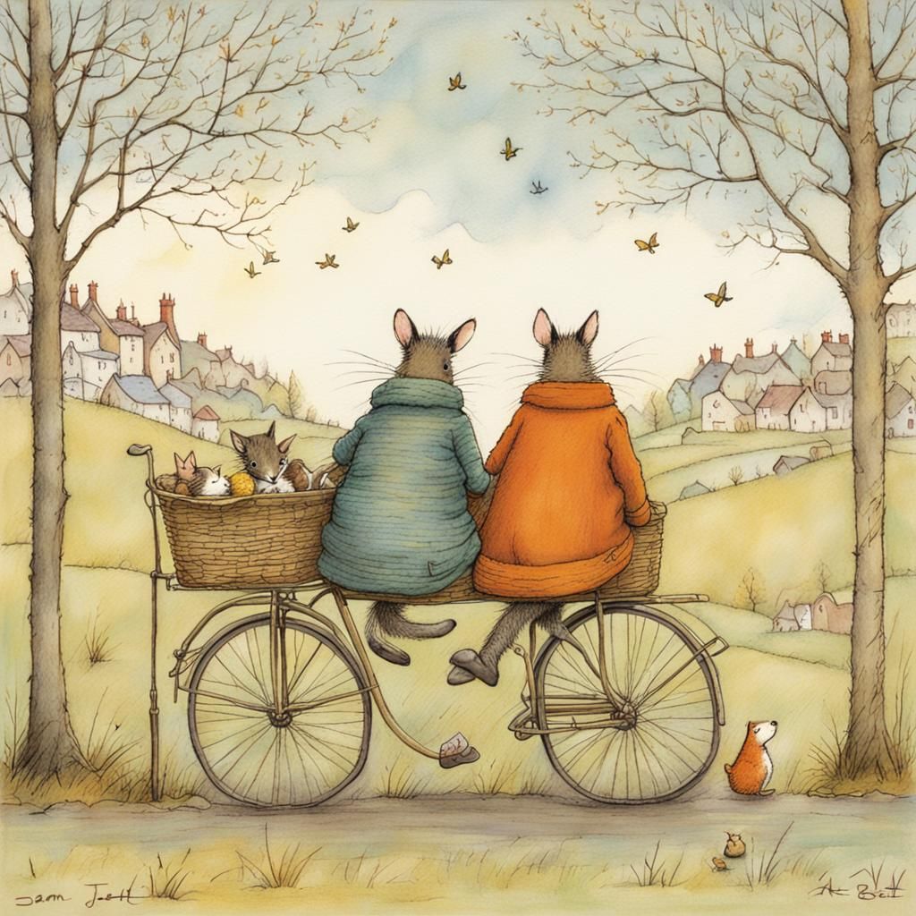 Animals in Cozy Home, Illustrated Style