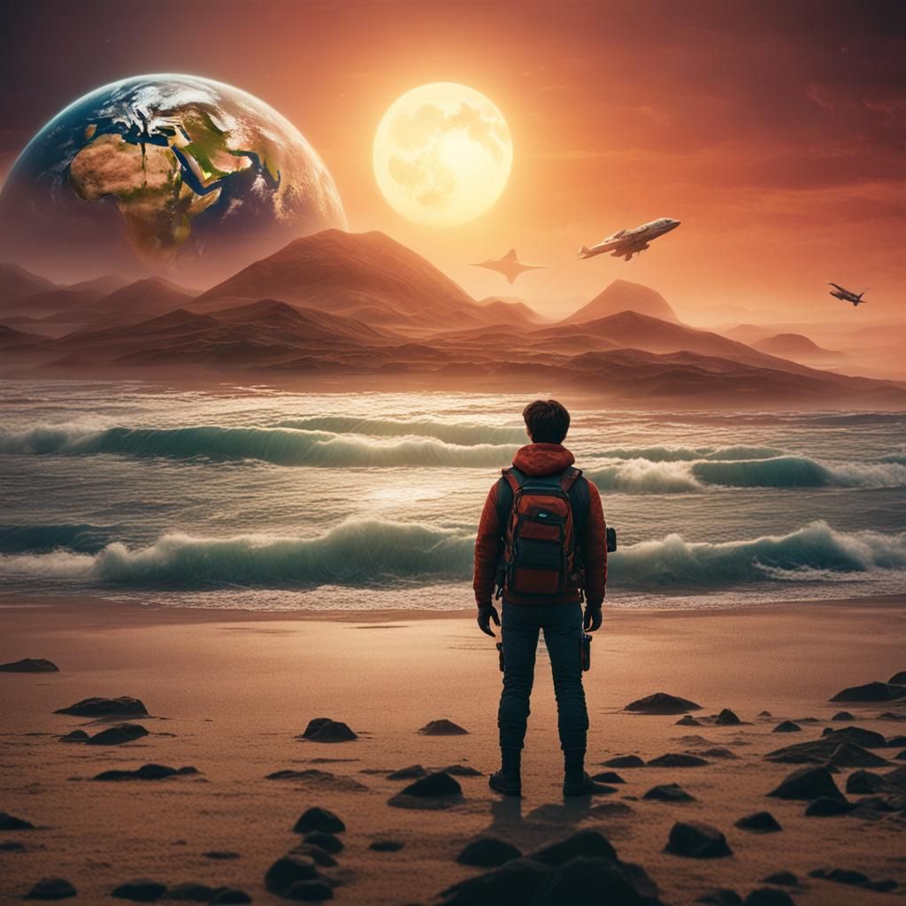 Alien Beach Sunset, Cinematic Film Still