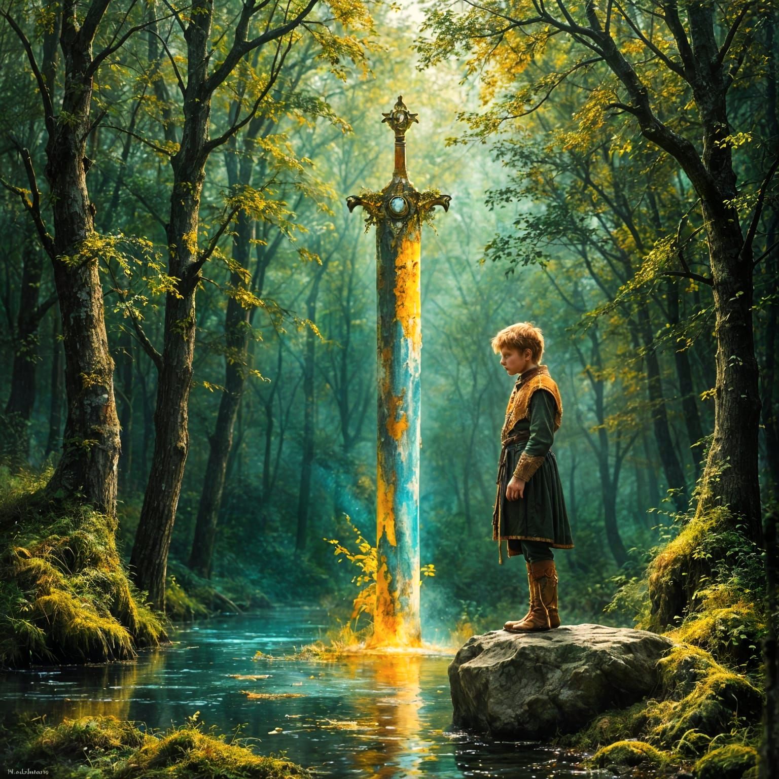 Arthur Pulling the Sword: Old Master Painting