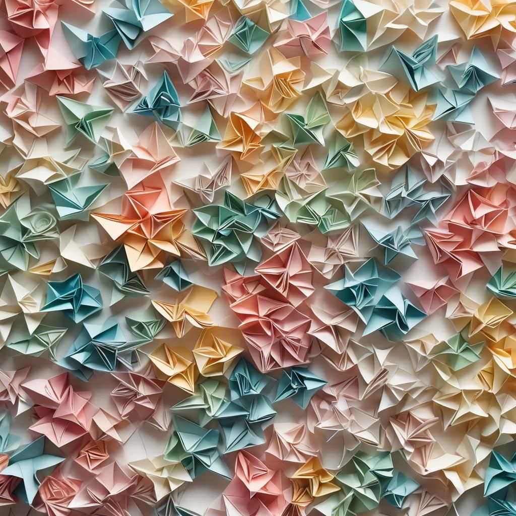 Intricate Origami Paper Sculpture in Soft Focus