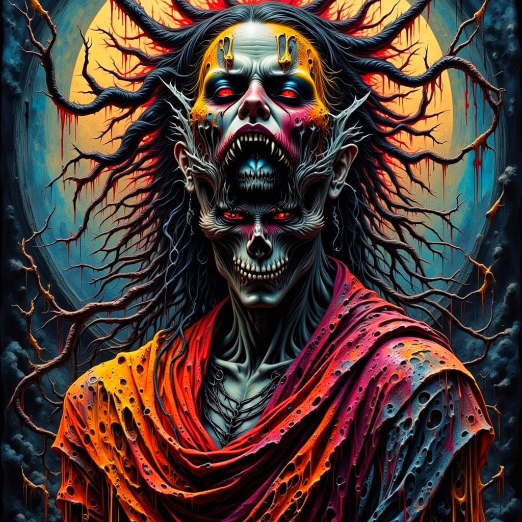 Surreal Nightmare Landscape in Cyberpunk Style