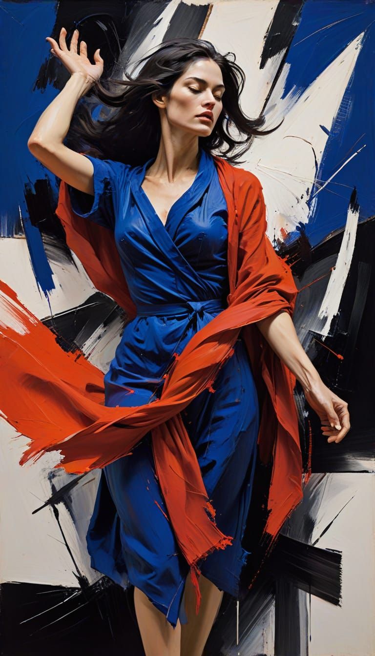 Mysterious Figure Steps into the Abyss with Vibrant Red Shaw...