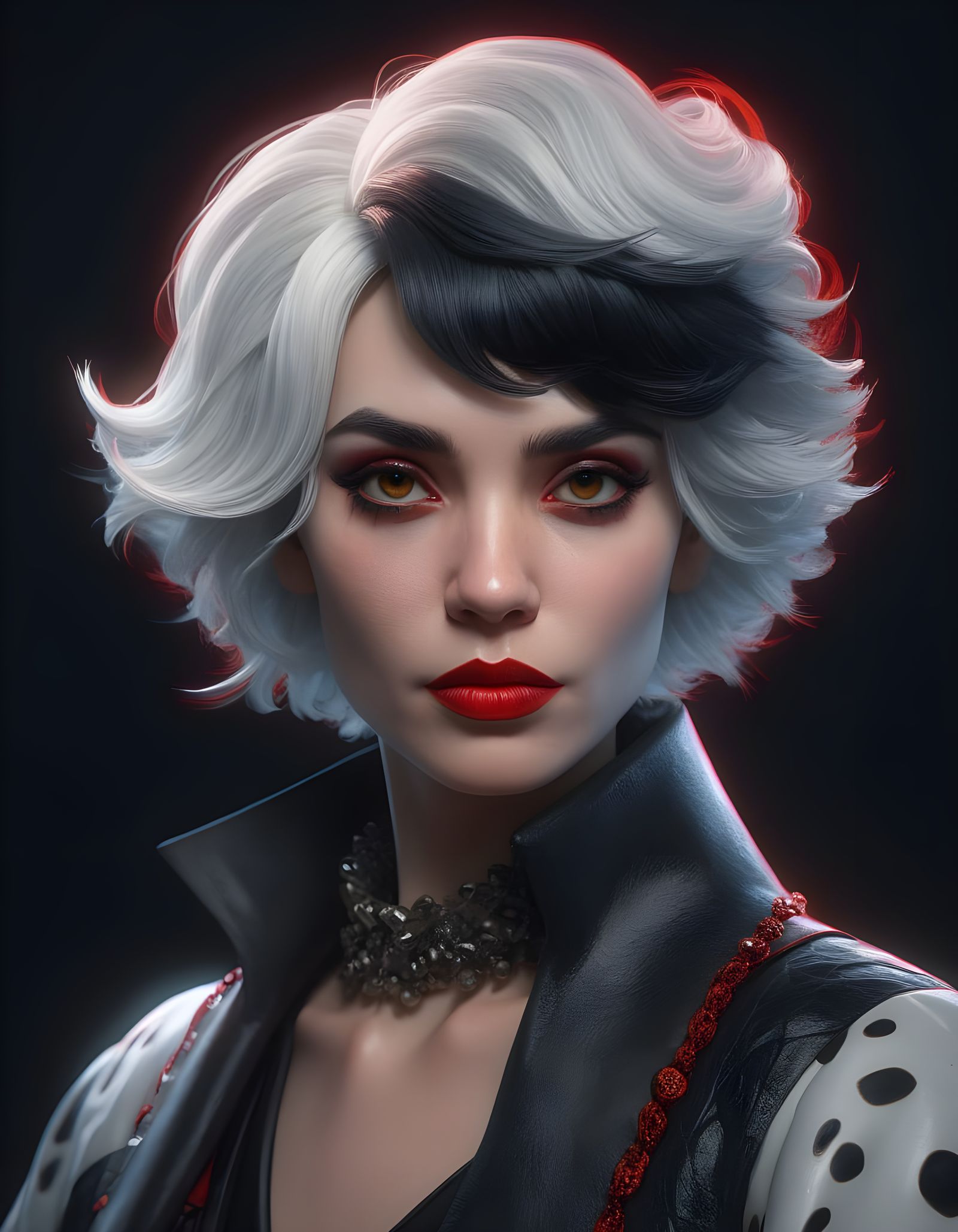 Cruella de Vil: Punk-Inspired High Fashion Portrait