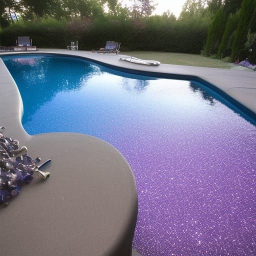 Luxury Pool Filled with Silver and Purple Glitter