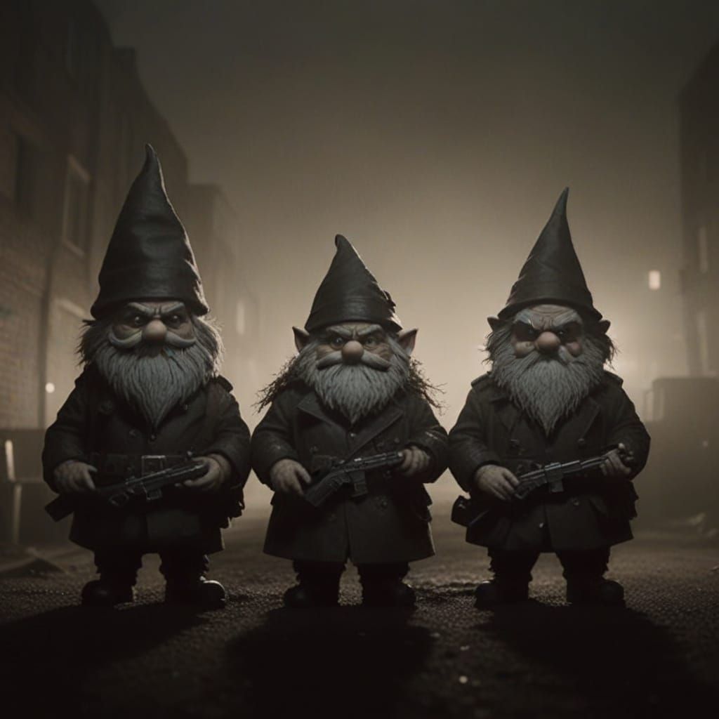 Gnomes in Trench Coats: A Film Noir Scene