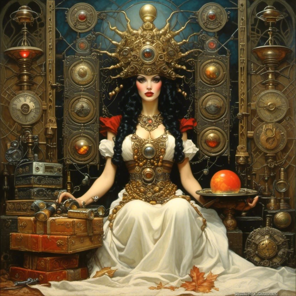 Surreal Folk Art Deco Cartoon Illustration