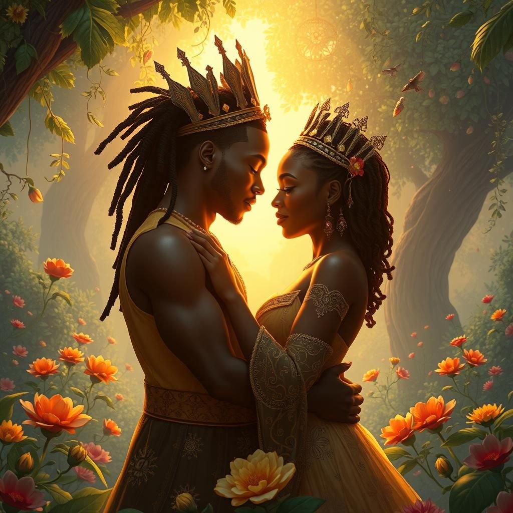 African Couple's Love in a Mystical World