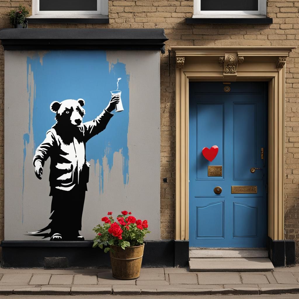 Lonely Bedsit in Banksy Graffiti Style