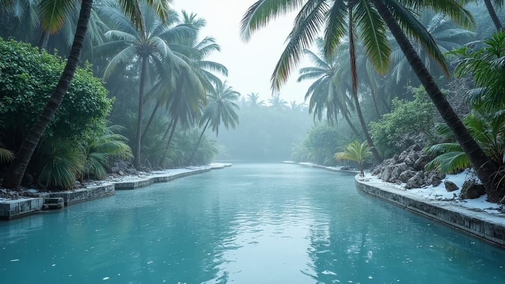Tropical Paradise Frozen by Unexpected Winter