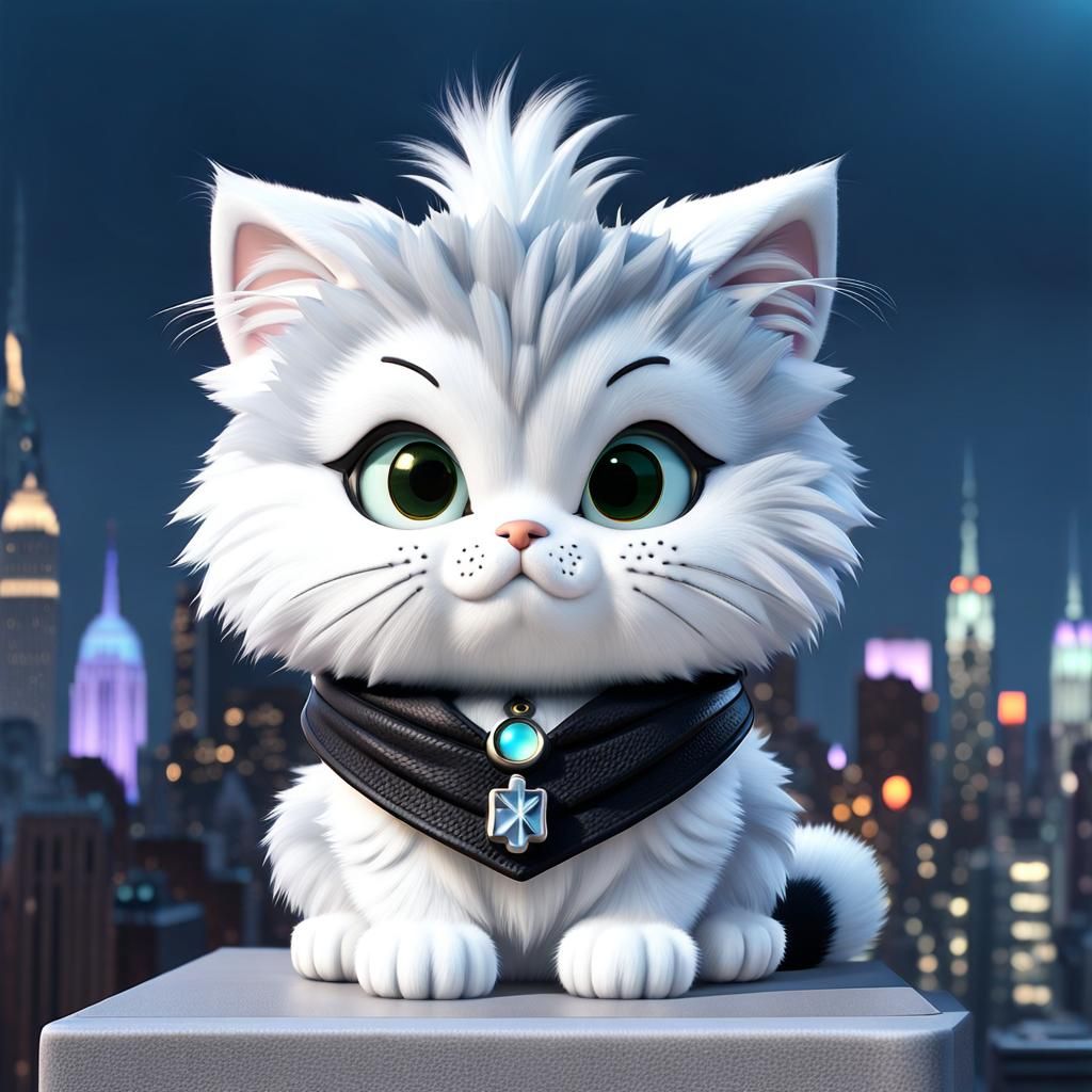 Blizzard's Skyline Serenade: A Chibi Kitten's SHOW-stopping View of NYC Cityscape