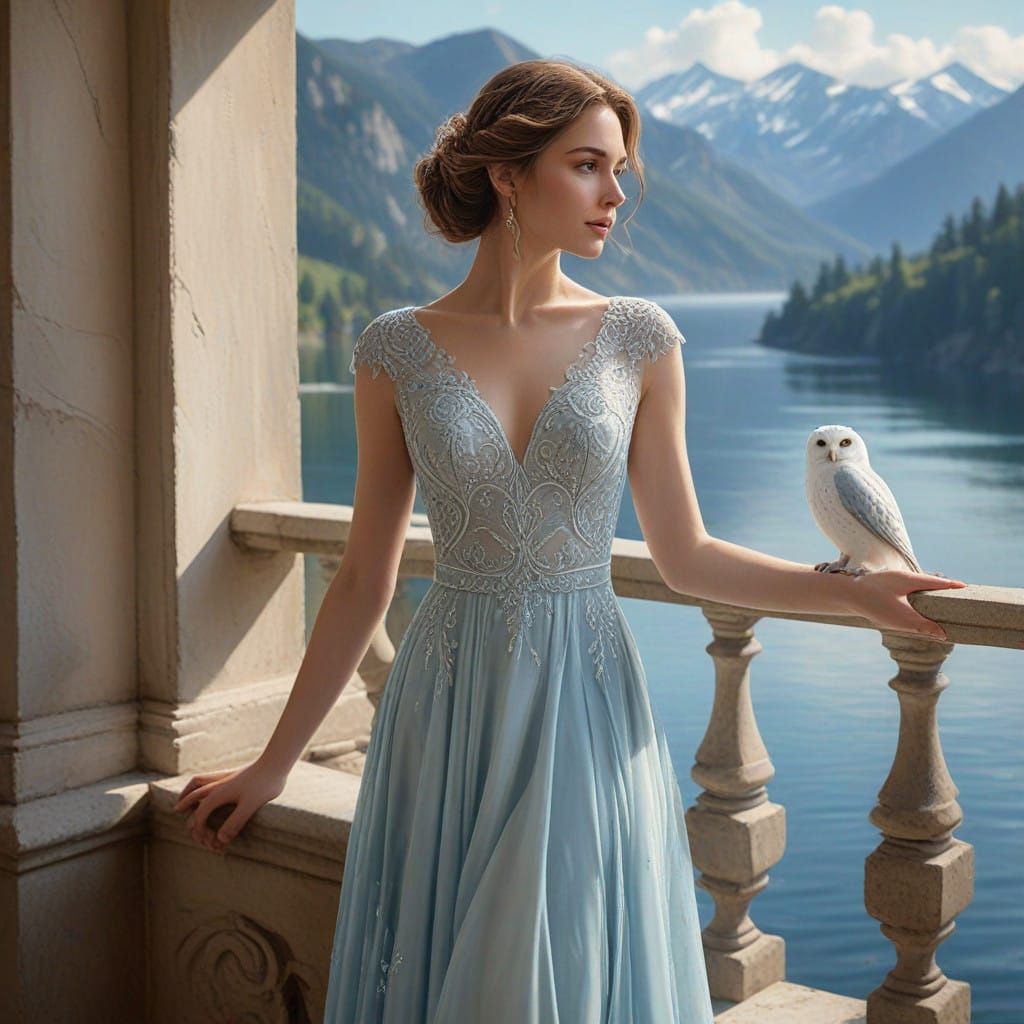 Elegant Woman Stares into the Distance, Inspired by Whimsica...