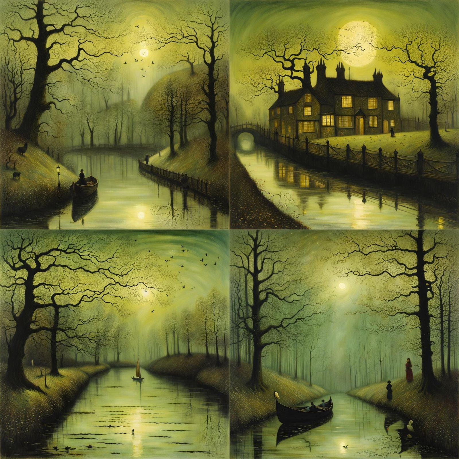 Victorian Cityscape at Twilight: Tonalist Painting