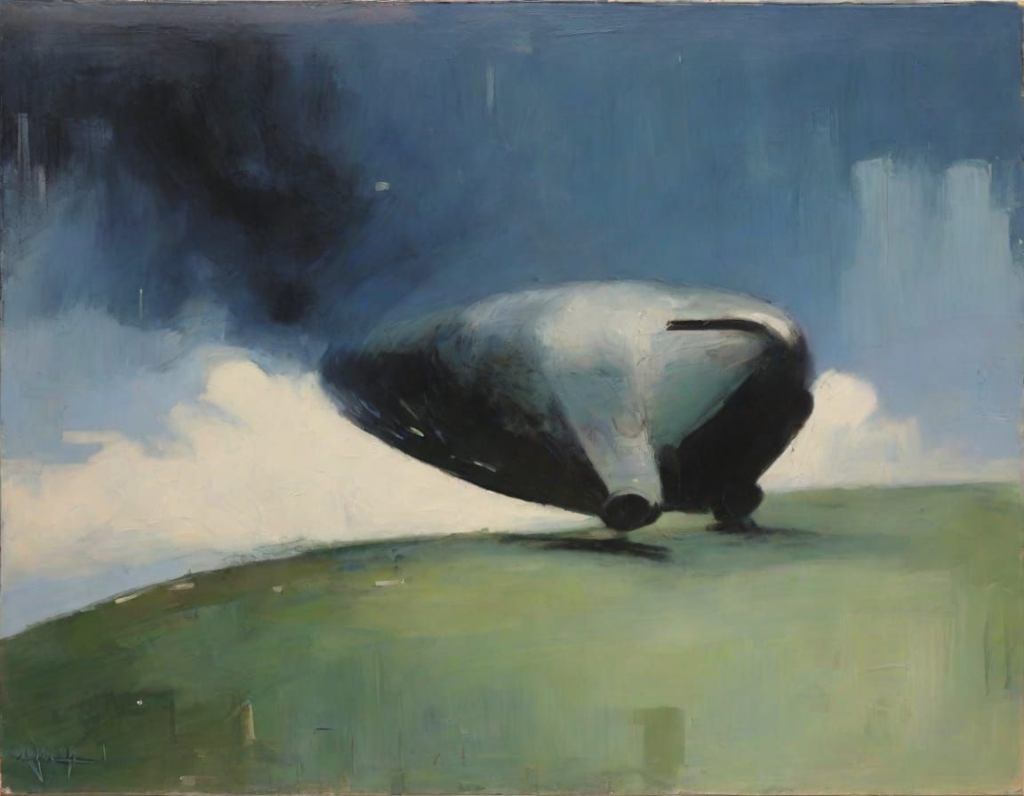 Impressionist Rocket Ship in Sfumato Style