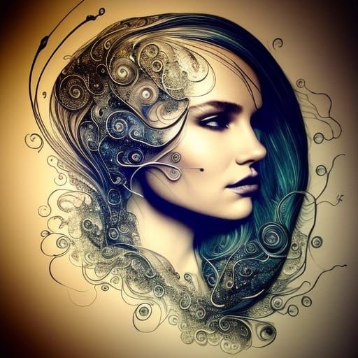 Hayden Panettiere Portrait with Silver Filigree Details