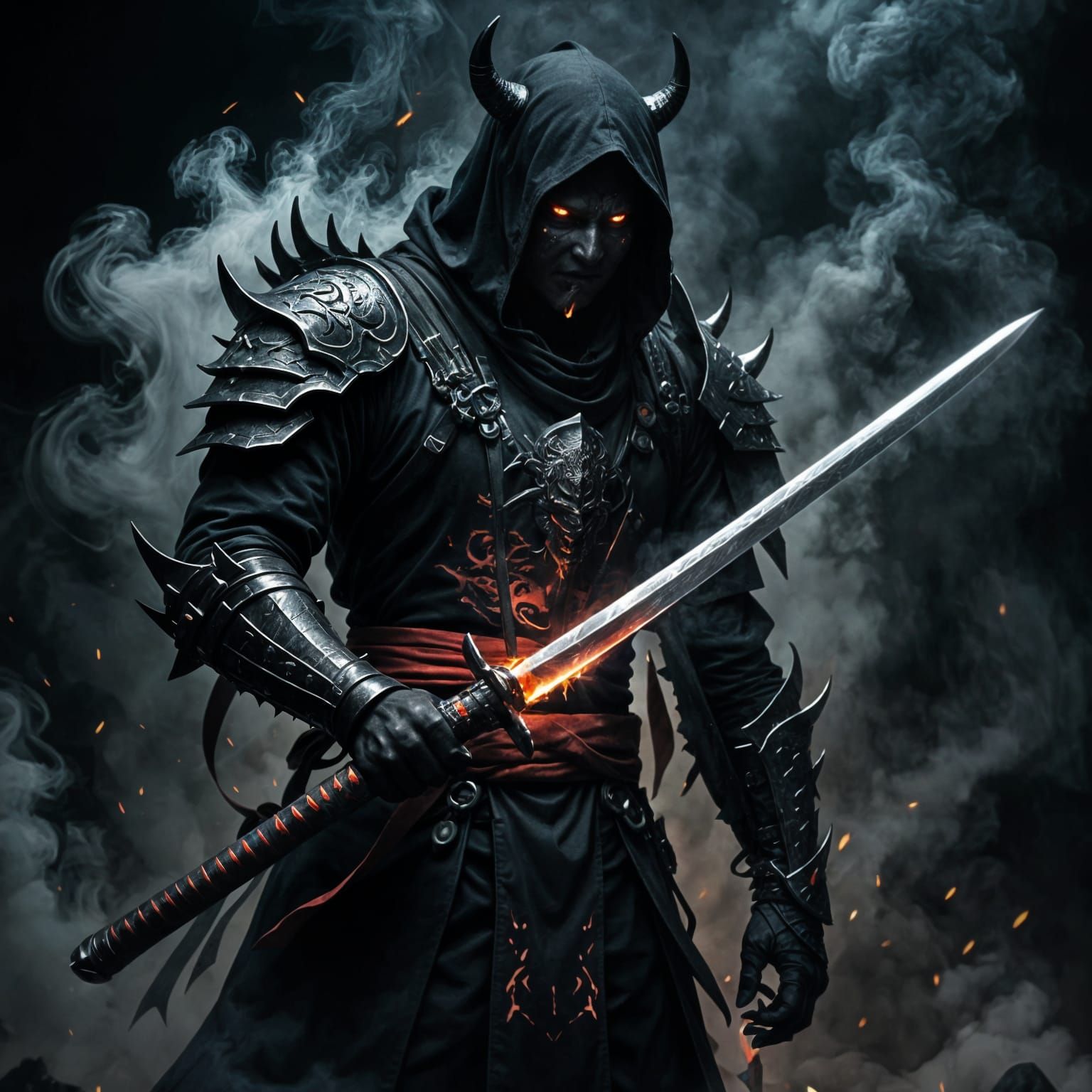 Evil Demon Katana Sword with Red Energy