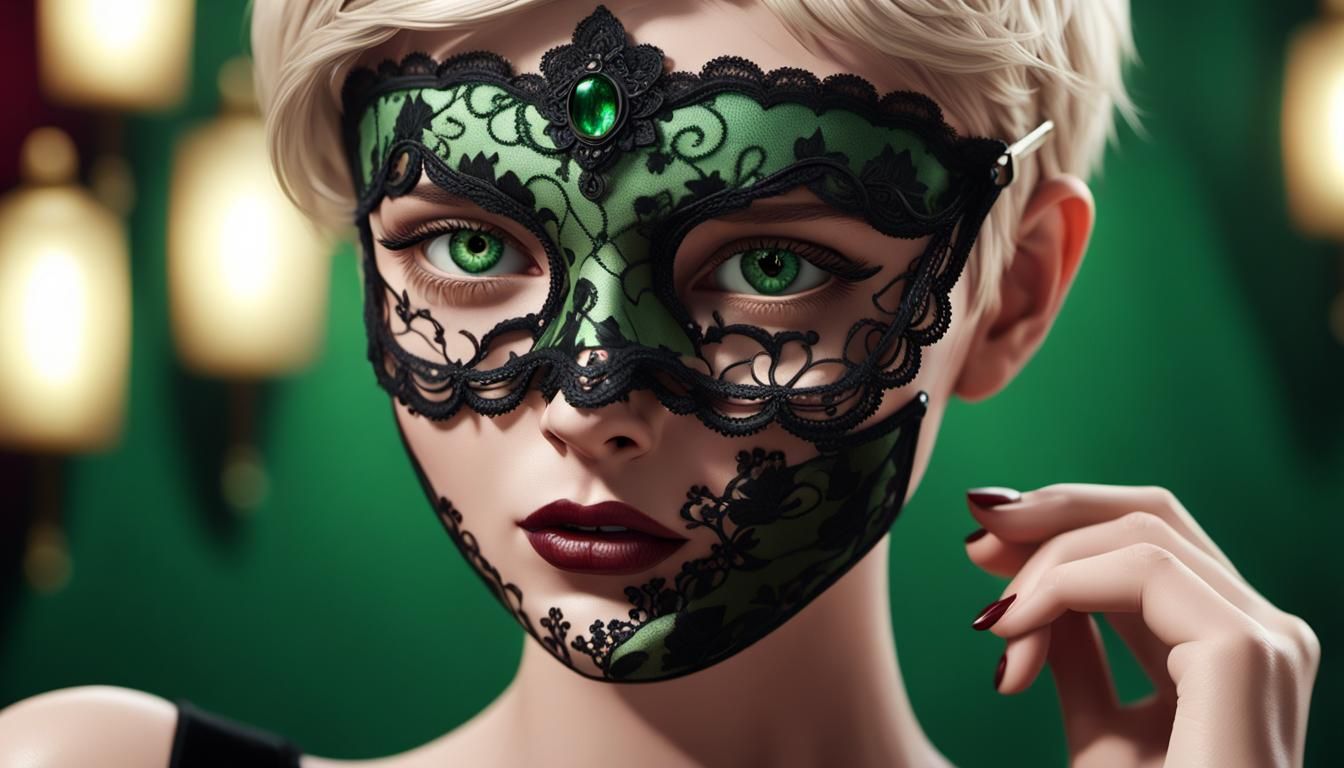 Blonde Pixie with Mask in Fantasycore Style