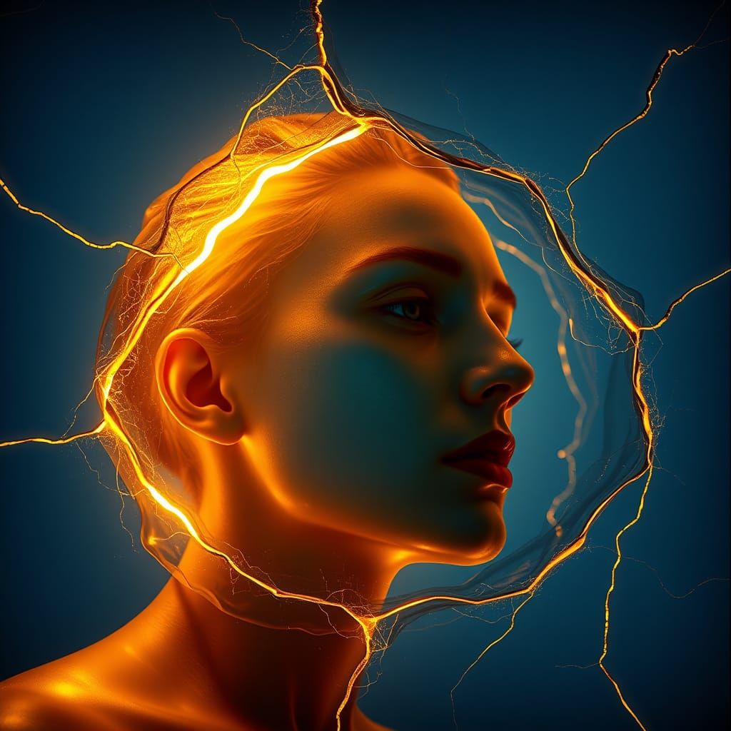 Light Through Cracks: A Glass Sculpture in Complementary Col...