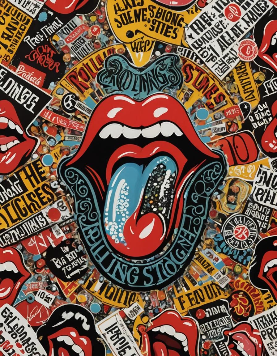 A tongue with the logo of the Rolling_Stones and the words R...