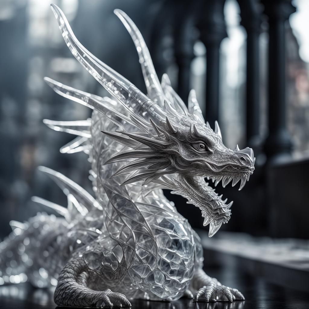 Clear Quartz Dragon: Hyperrealistic Image