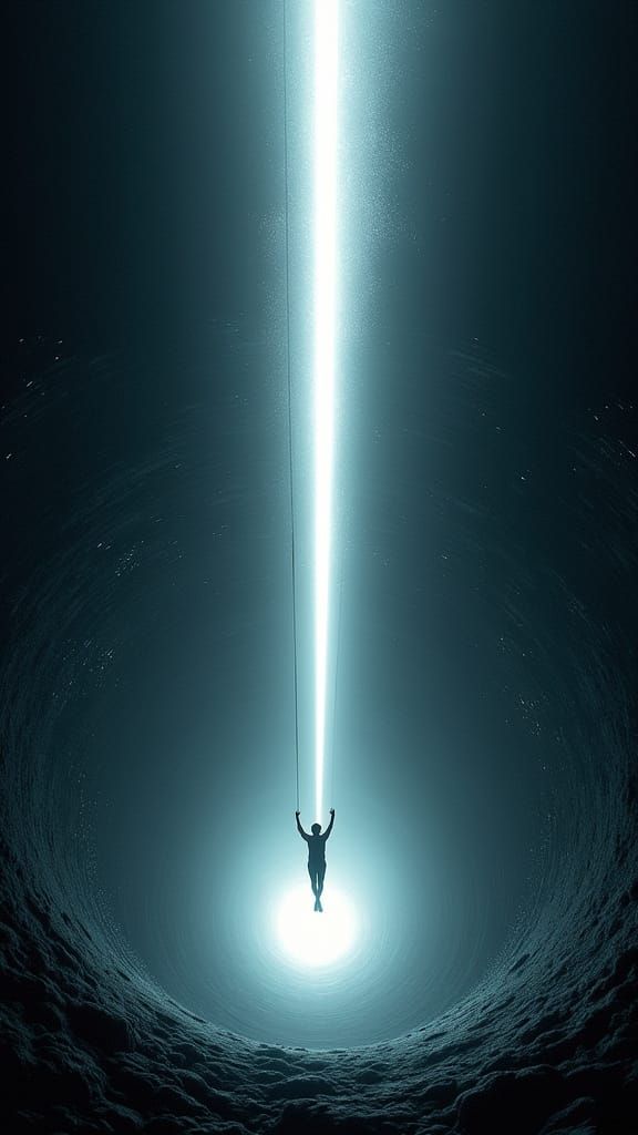 Falling Figure in Vortex of Light and Motion