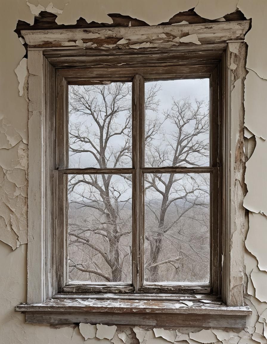 Rustic Room with Floral Tablecloth and Peeling Paint