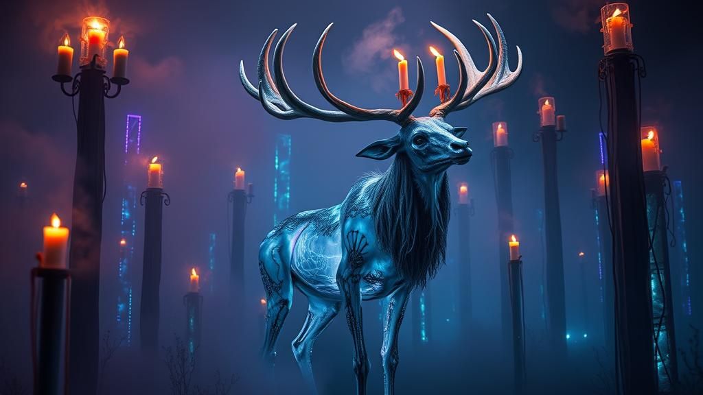Ethereal Zombie Elk with Fiber Optic Skin