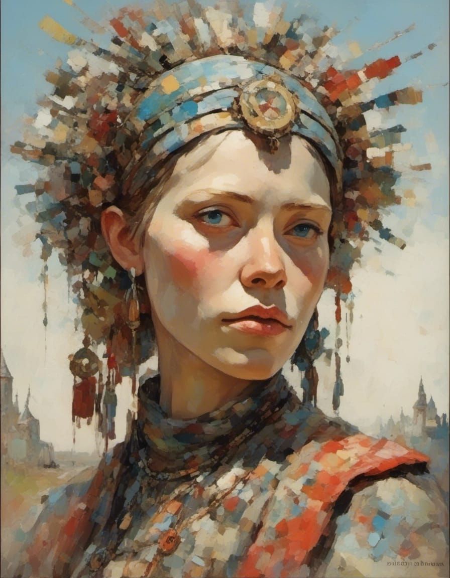 Serene Post-Apocalyptic Portrait in Ukrainian Style