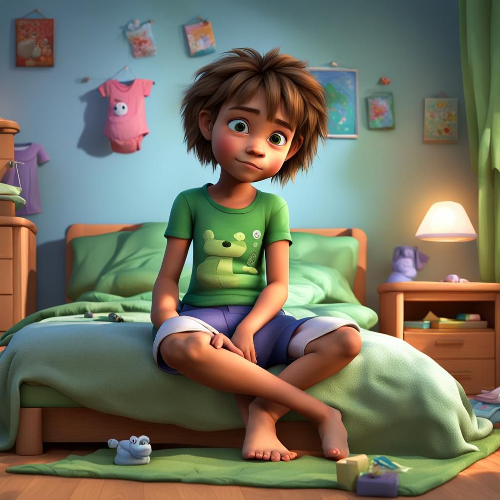 Girl with Diaper in Pixar-Inspired 3D Art