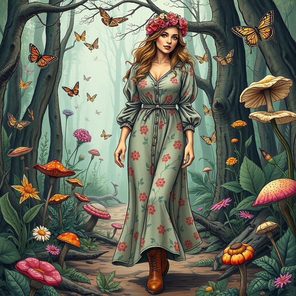 Mystical Forest Siren in Comic Book Style