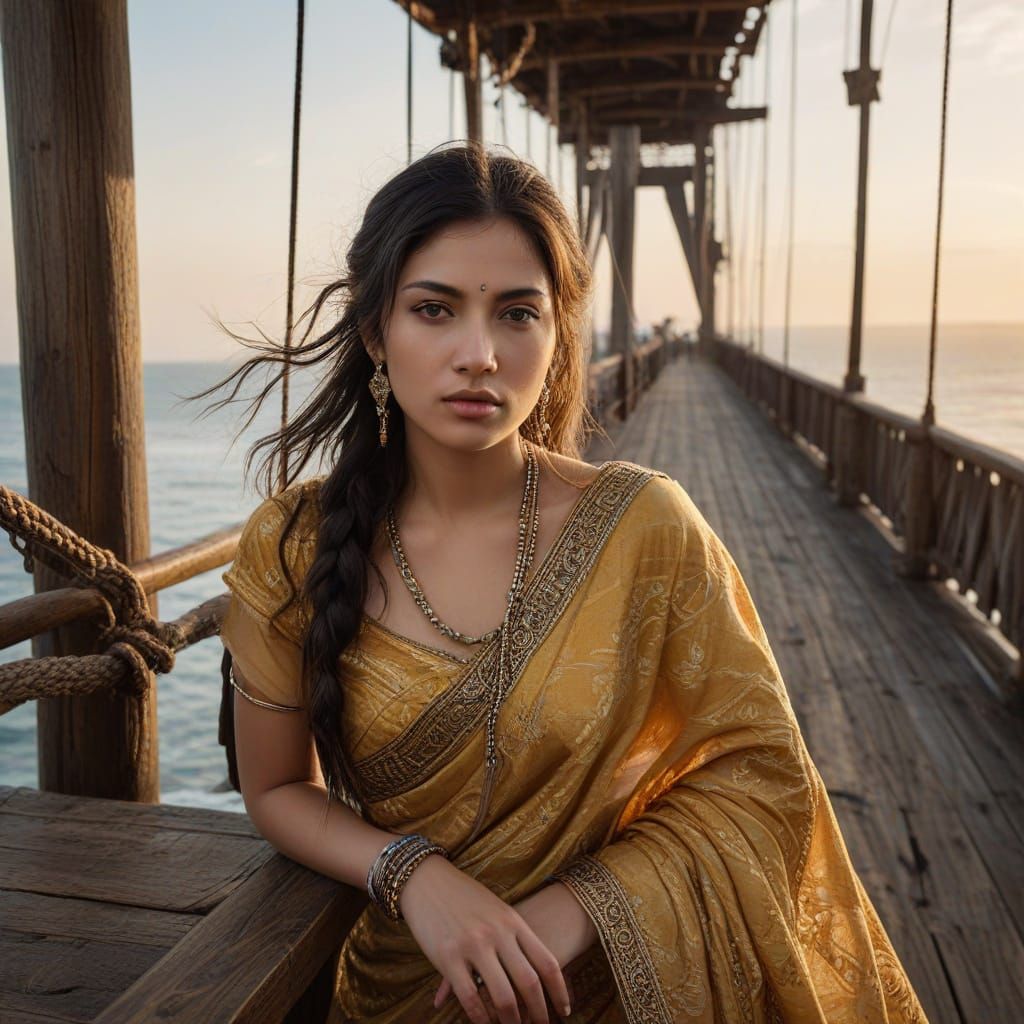 A light wind caresses her hair