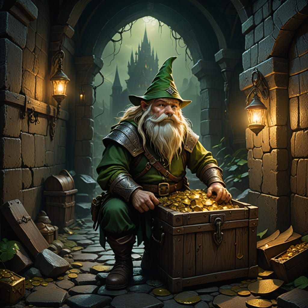 Gritty Gnome Unveils Treasure in a Medieval Dungeon