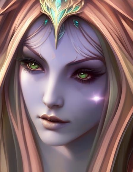 Enchanting Elf Portrait in Forest, Fantasy Art