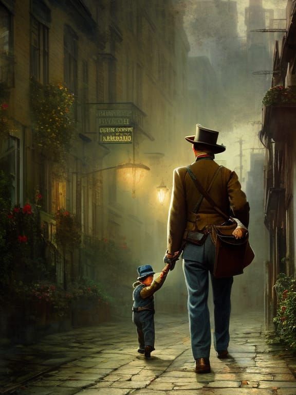 Paperboy Portrait in Impressionist Chiaroscuro Style