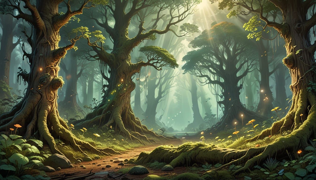 Forest Communication: Roots, Fungi, and Ethereal Mist