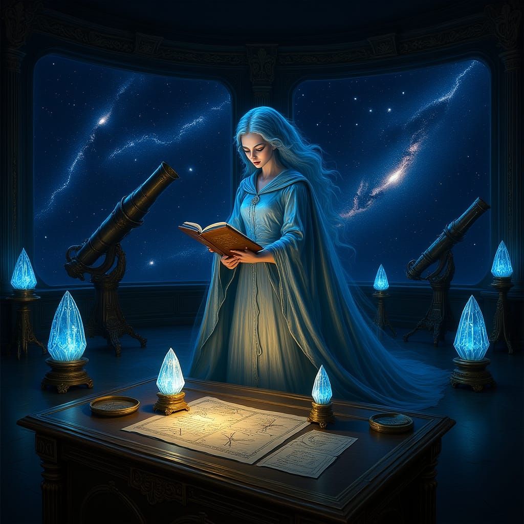 Celestial Cartographer in Art Nouveau Nebula Observatory