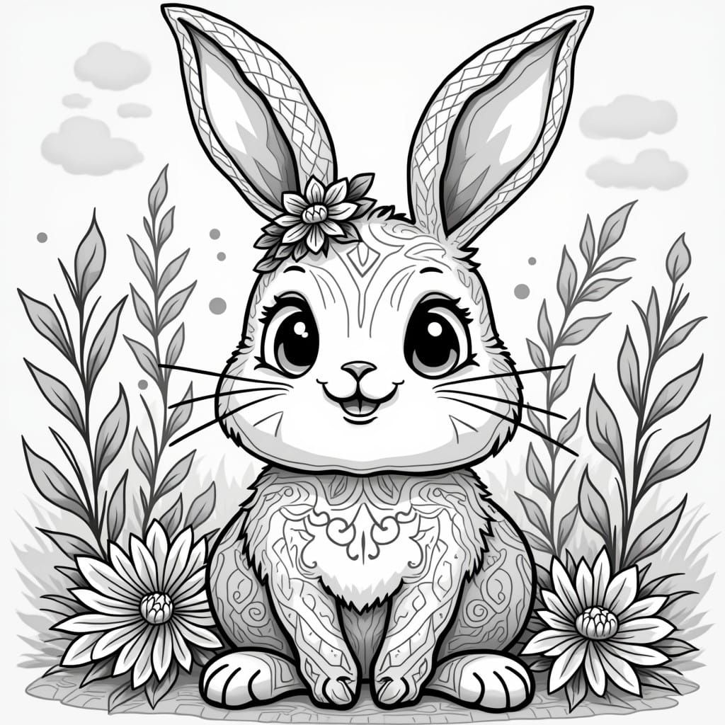Serene Whimsy Rabbit in Fantastical Design